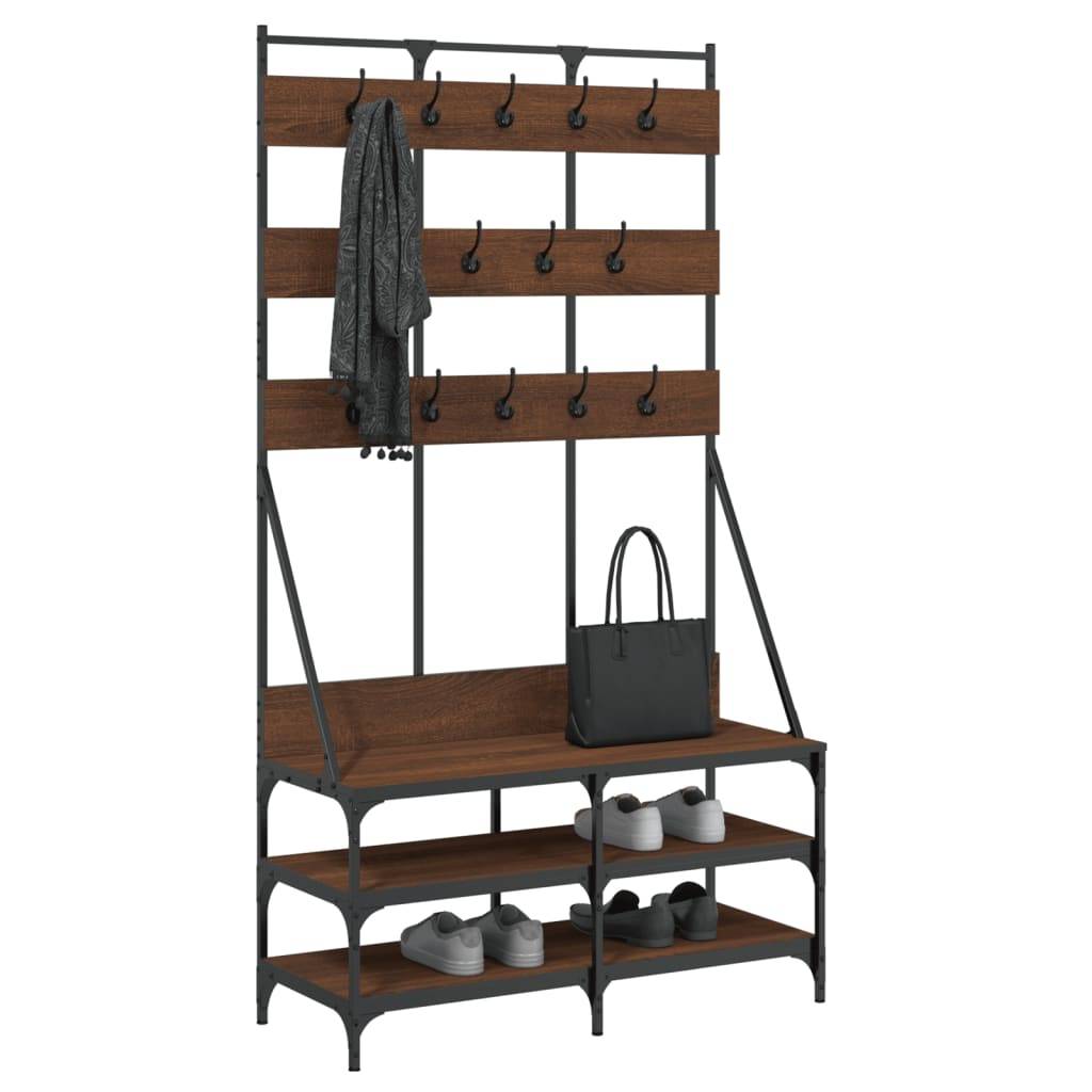 vidaXL Kleiderständer mit Schuhablage Braun Eichen-Optik 100x40x184 cm