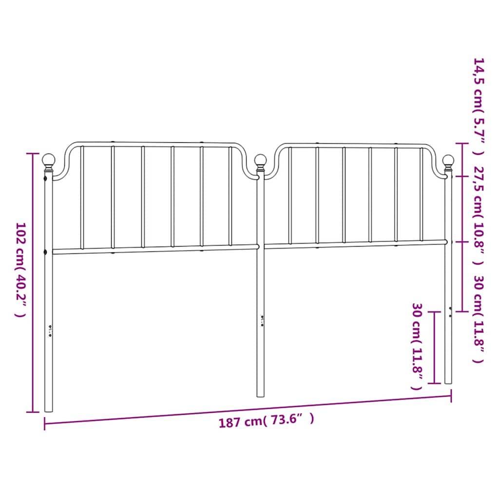 vidaXL Kopfteil Metall Weiß 180 cm