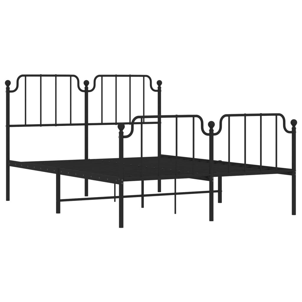 vidaXL Bettgestell mit Kopf- und Fußteil Metall Schwarz 150x200 cm