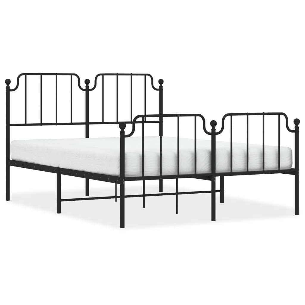 vidaXL Bettgestell mit Kopf- und Fußteil Metall Schwarz 150x200 cm