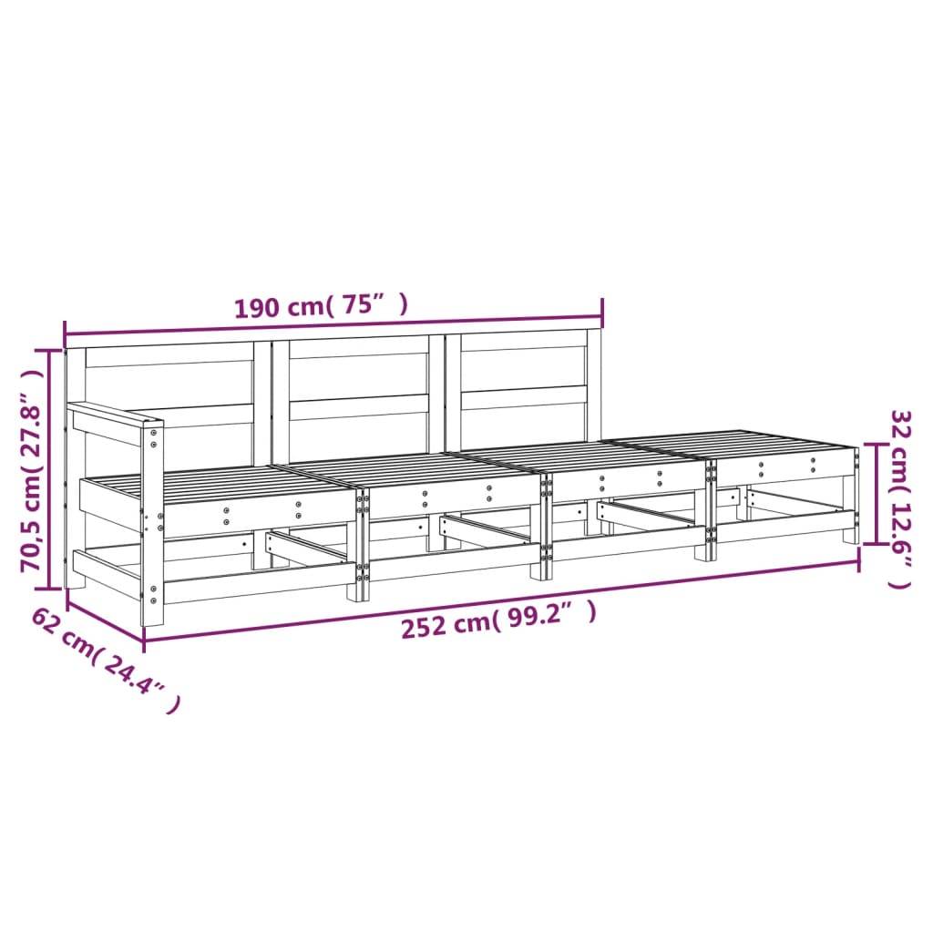 vidaXL 4-tlg. Garten-Lounge-Set Kiefernholz Imprägniert