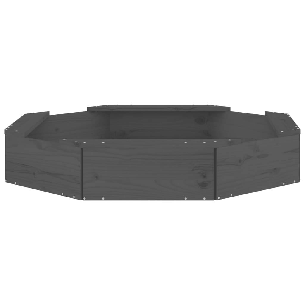 vidaXL Sandkasten mit Sitzen Grau Achteck Massivholz Kiefer