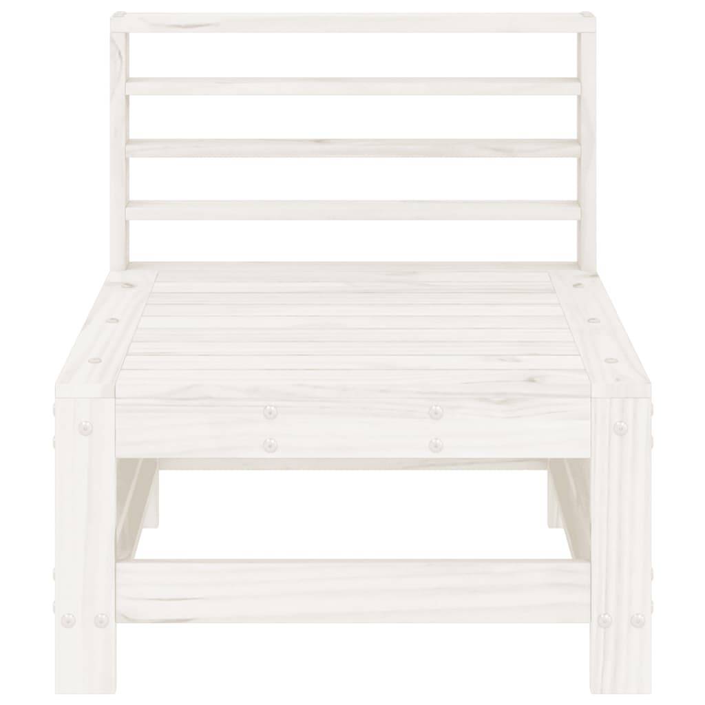 vidaXL Garten-Mittelsofa Weiß Massivholz Kiefer