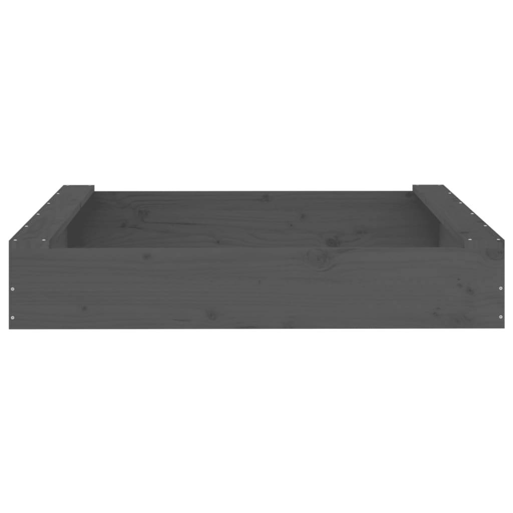 vidaXL Sandkasten mit Sitzen Grau Quadratisch Massivholz Kiefer