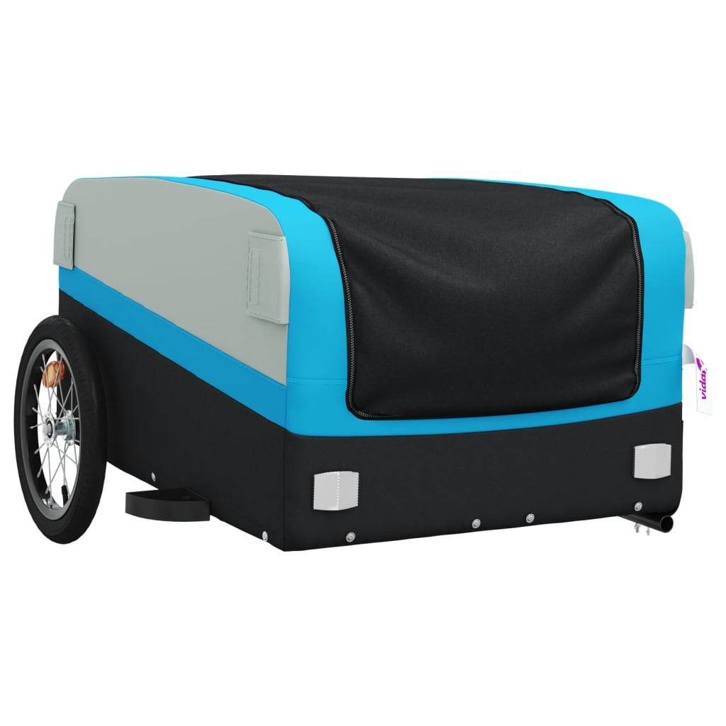 vidaXL Fahrradanhänger Schwarz und Blau 45 kg Eisen