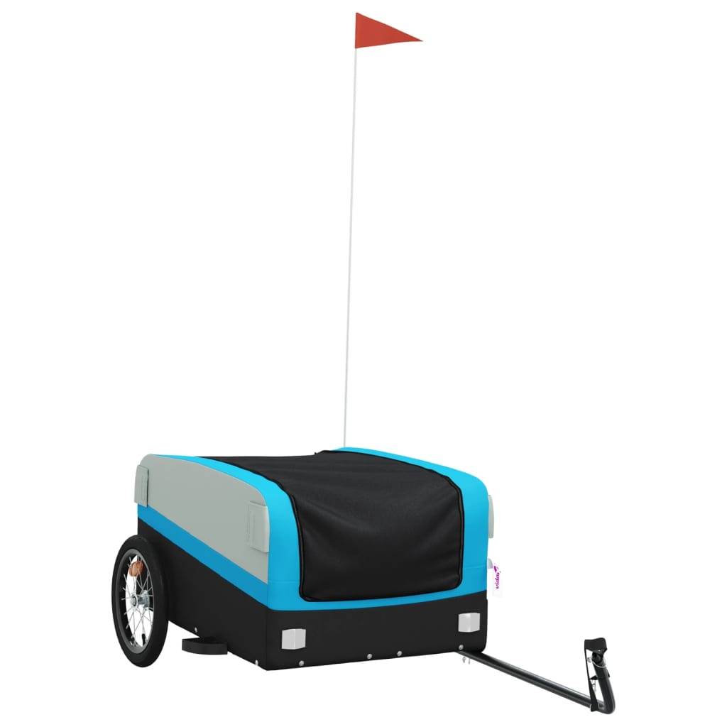 vidaXL Fahrradanhänger Schwarz und Blau 45 kg Eisen