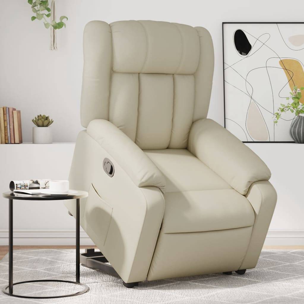 vidaXL Relaxsessel mit Aufstehhilfe Creme Kunstleder