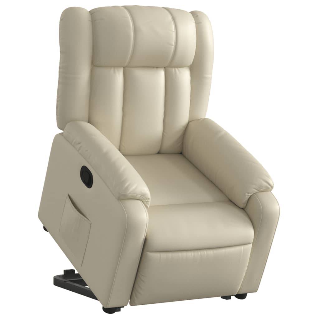 vidaXL Relaxsessel mit Aufstehhilfe Creme Kunstleder