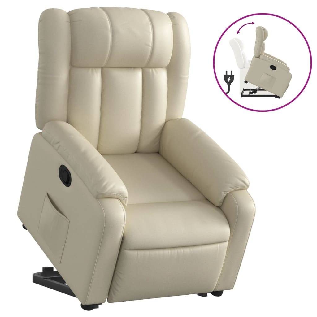 vidaXL Relaxsessel mit Aufstehhilfe Creme Kunstleder