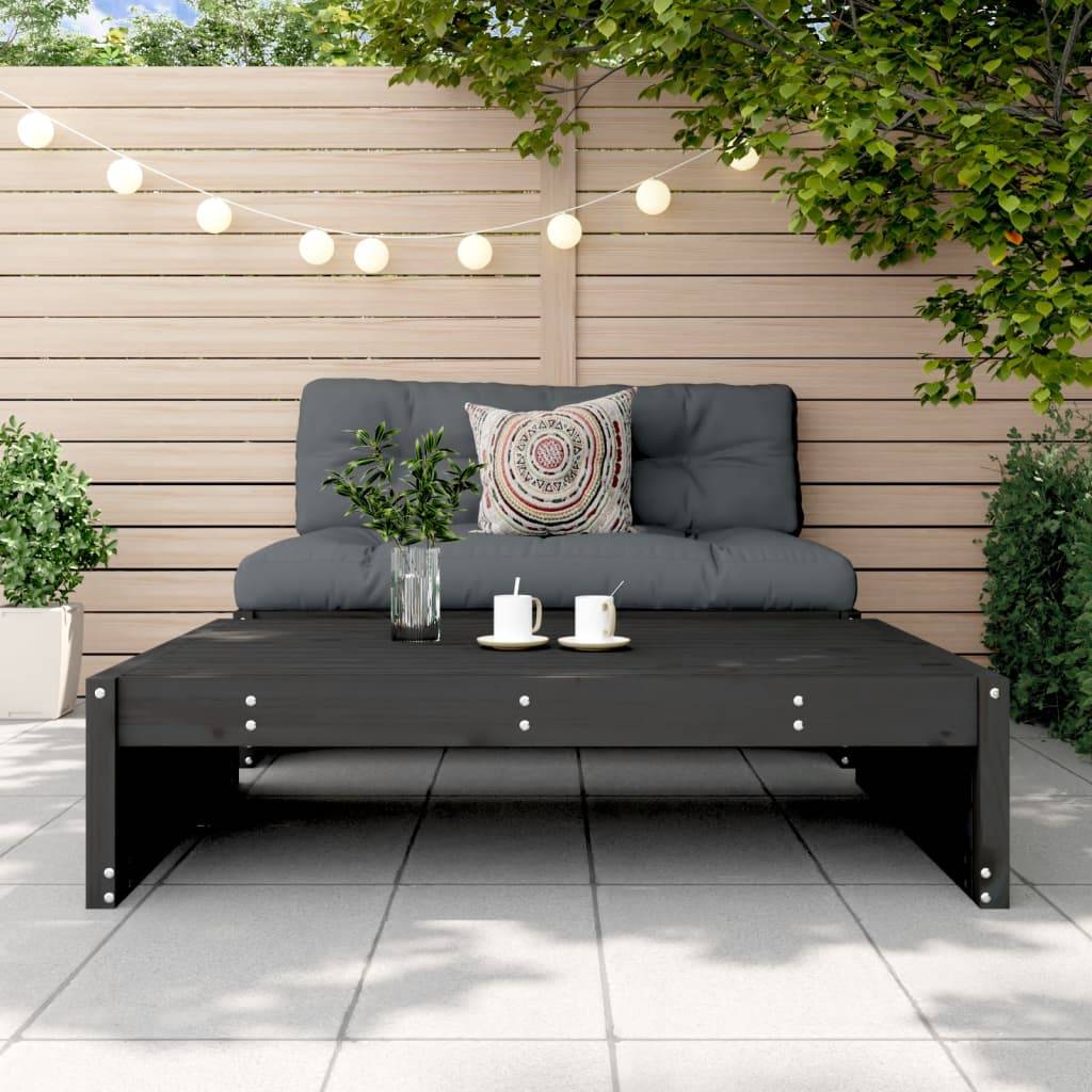 vidaXL Gartenhocker Schwarz 120x80 cm Massivholz Kiefer