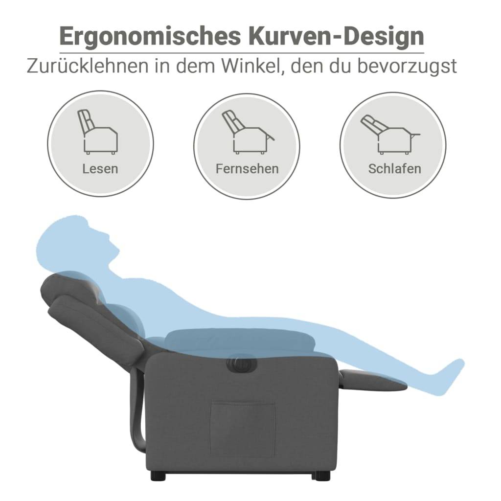 vidaXL Relaxsessel mit Aufstehhilfe Elektrisch Dunkelgrau Stoff
