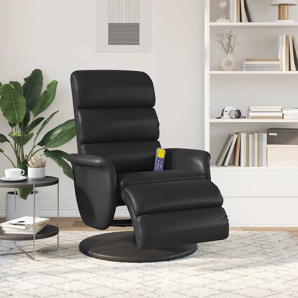 vidaXL Massagesessel mit Fußteil Schwarz Kunstleder
