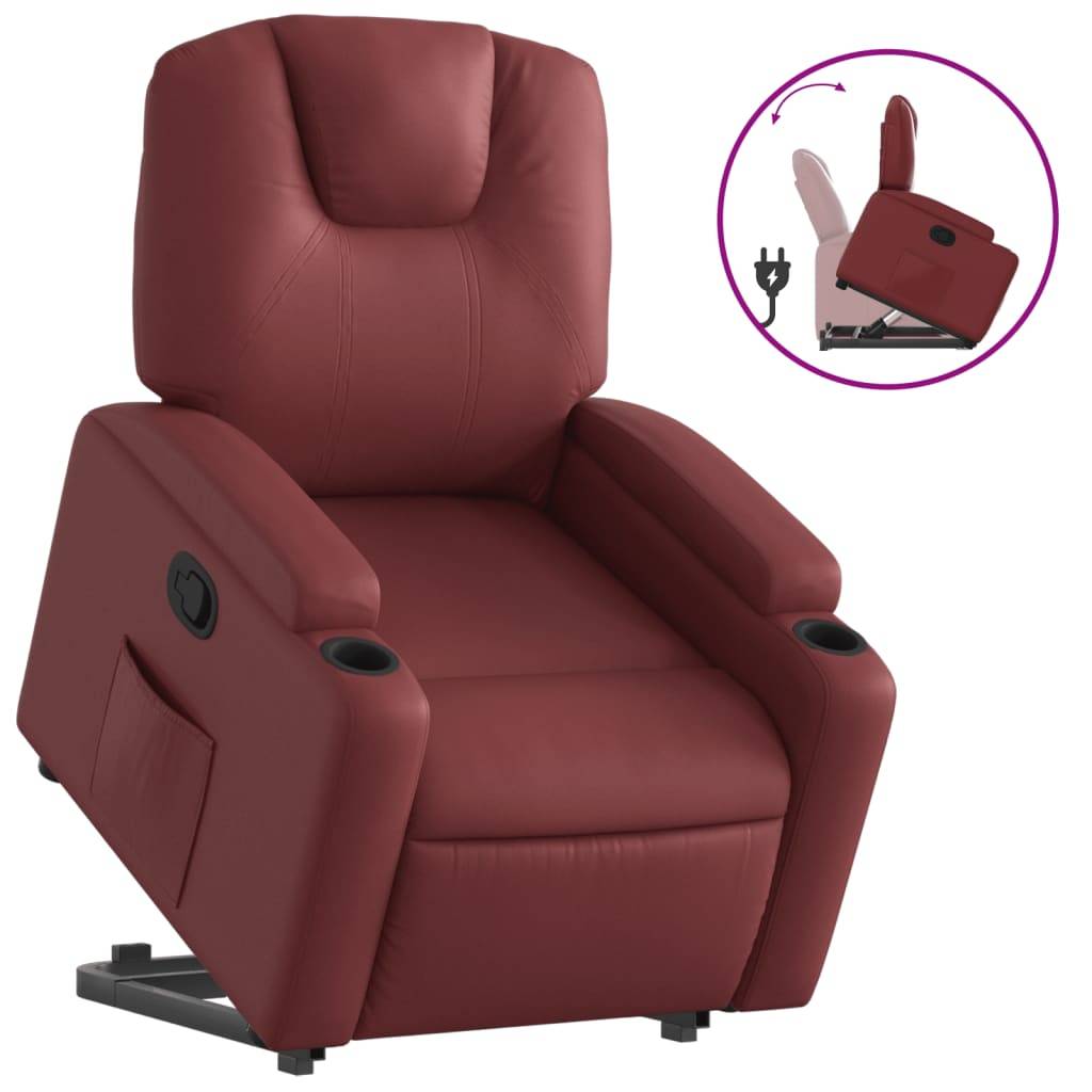 vidaXL Relaxsessel mit Aufstehhilfe Weinrot Kunstleder