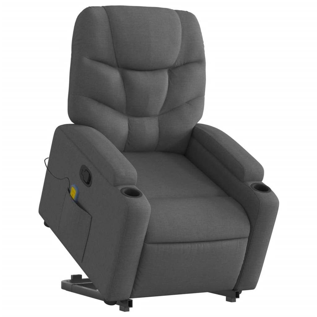 vidaXL Massagesessel mit Aufstehhilfe Dunkelgrau Stoff
