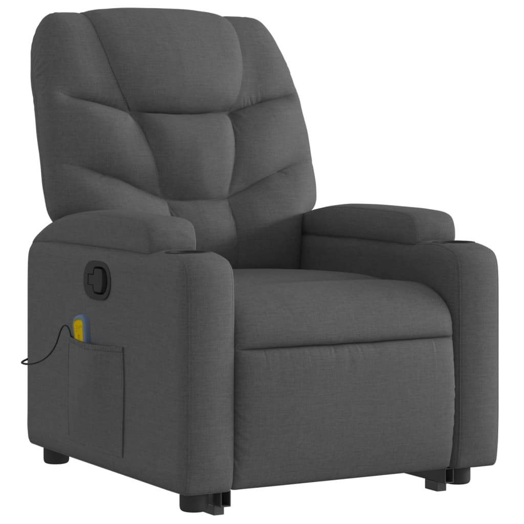 vidaXL Massagesessel mit Aufstehhilfe Dunkelgrau Stoff
