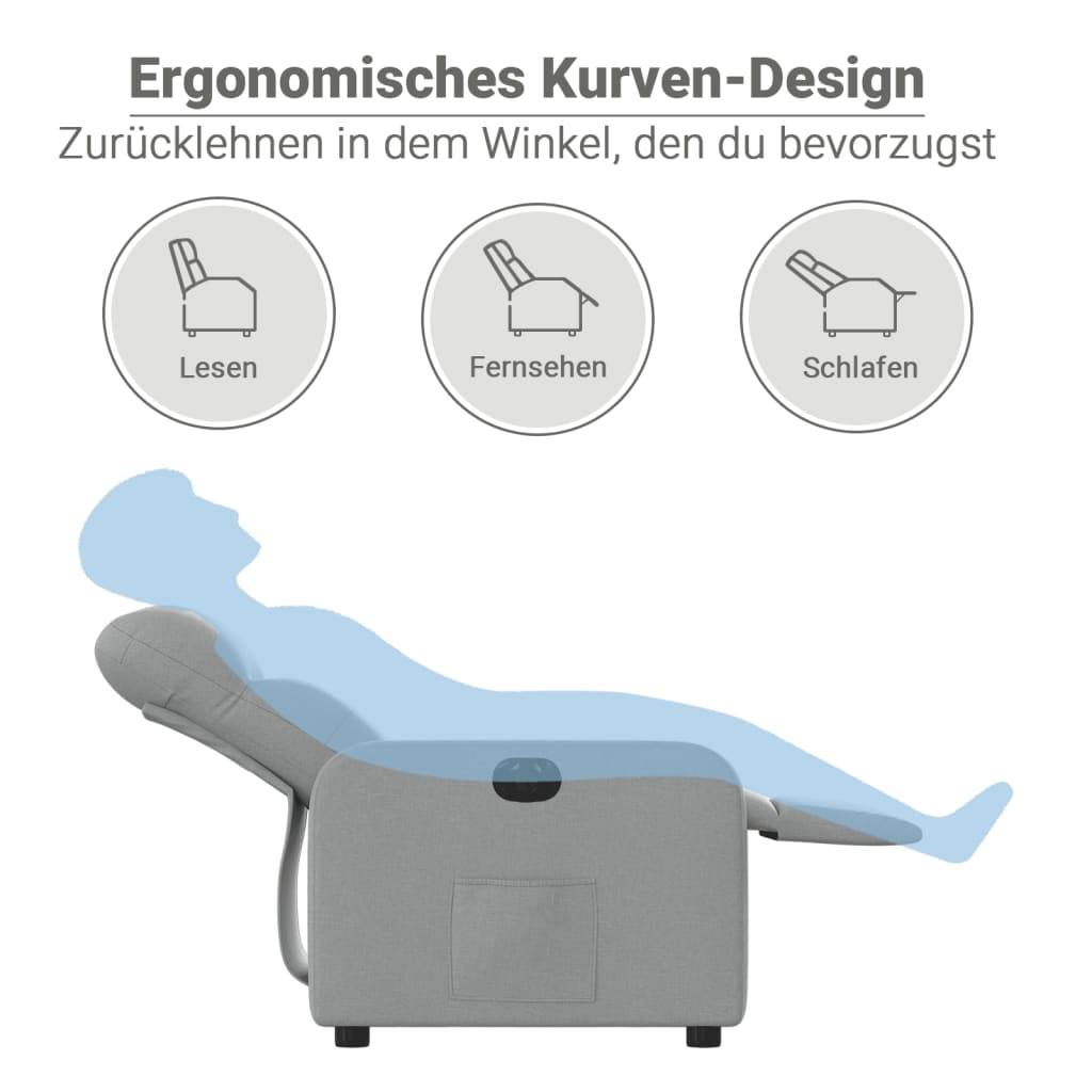 vidaXL Relaxsessel Elektrisch Hellgrau Stoff