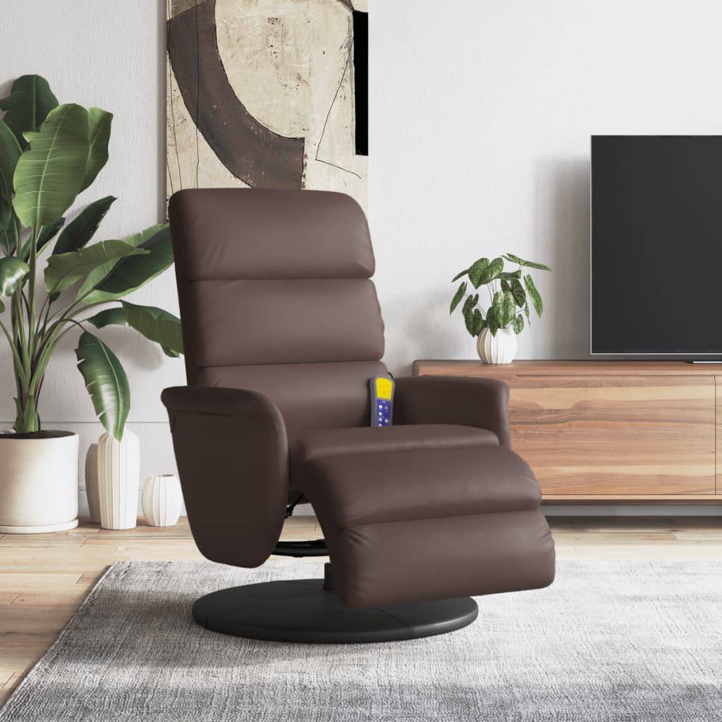 vidaXL Massagesessel mit Fußteil Braun Kunstleder