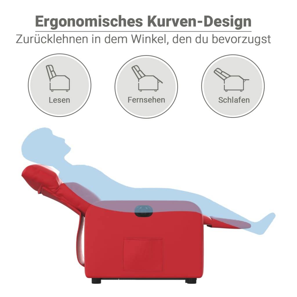 vidaXL Relaxsessel mit Aufstehhilfe Elektrisch Rot Kunstleder