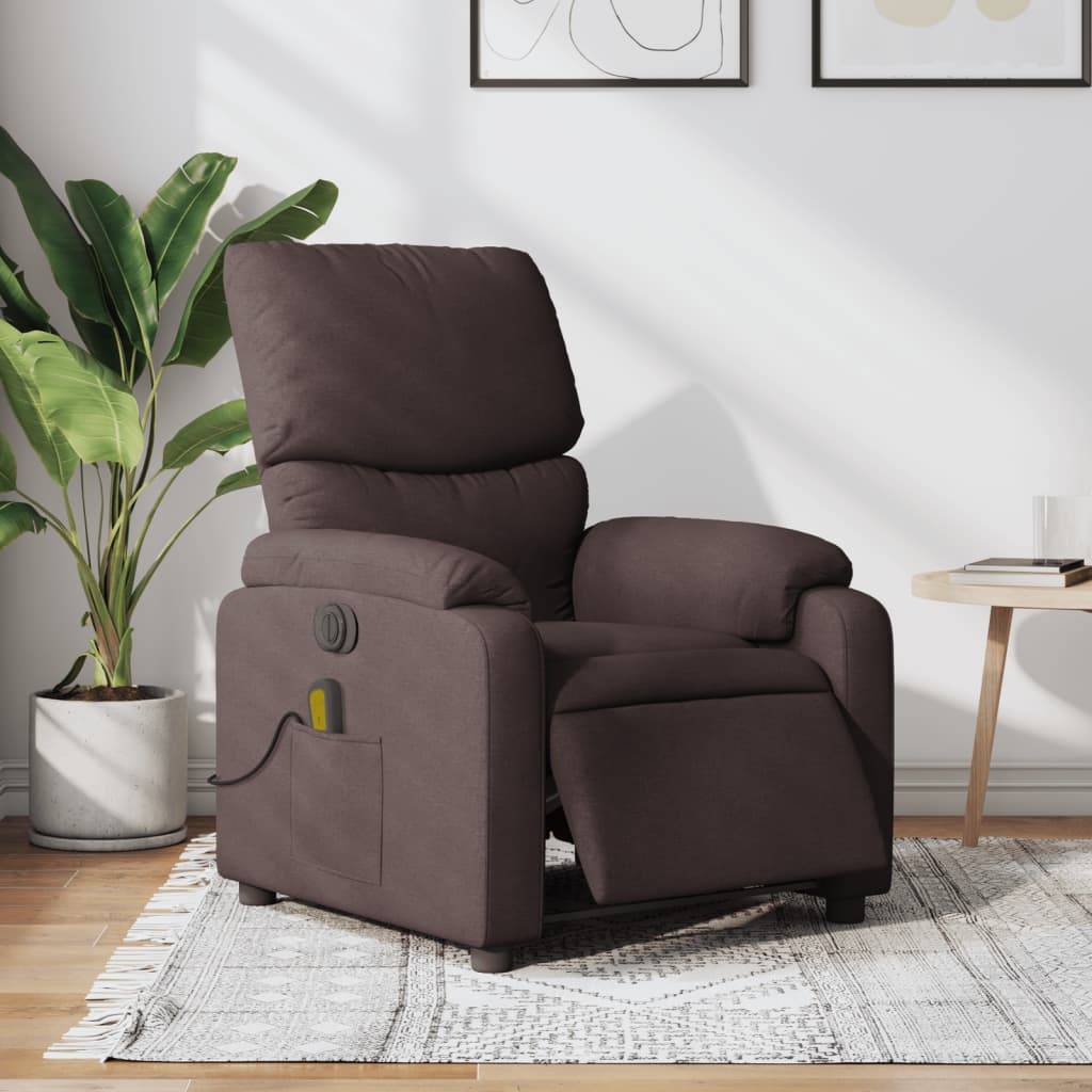 vidaXL Massagesessel Elektrisch Dunkelbraun Stoff