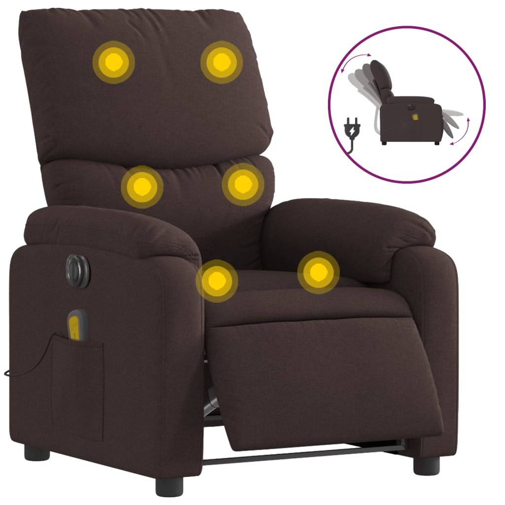 vidaXL Massagesessel Elektrisch Dunkelbraun Stoff