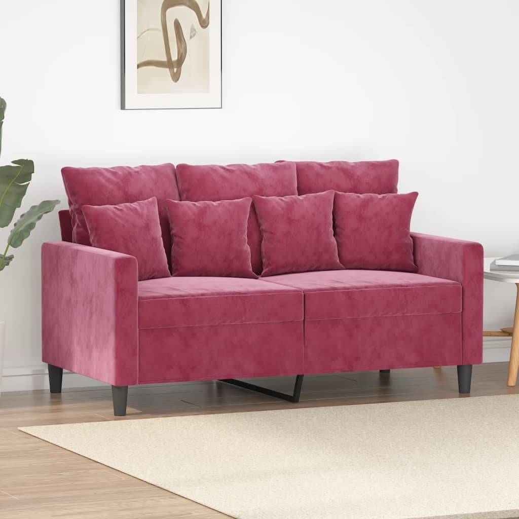 vidaXL 2-Sitzer-Sofa Weinrot 120 cm Samt
