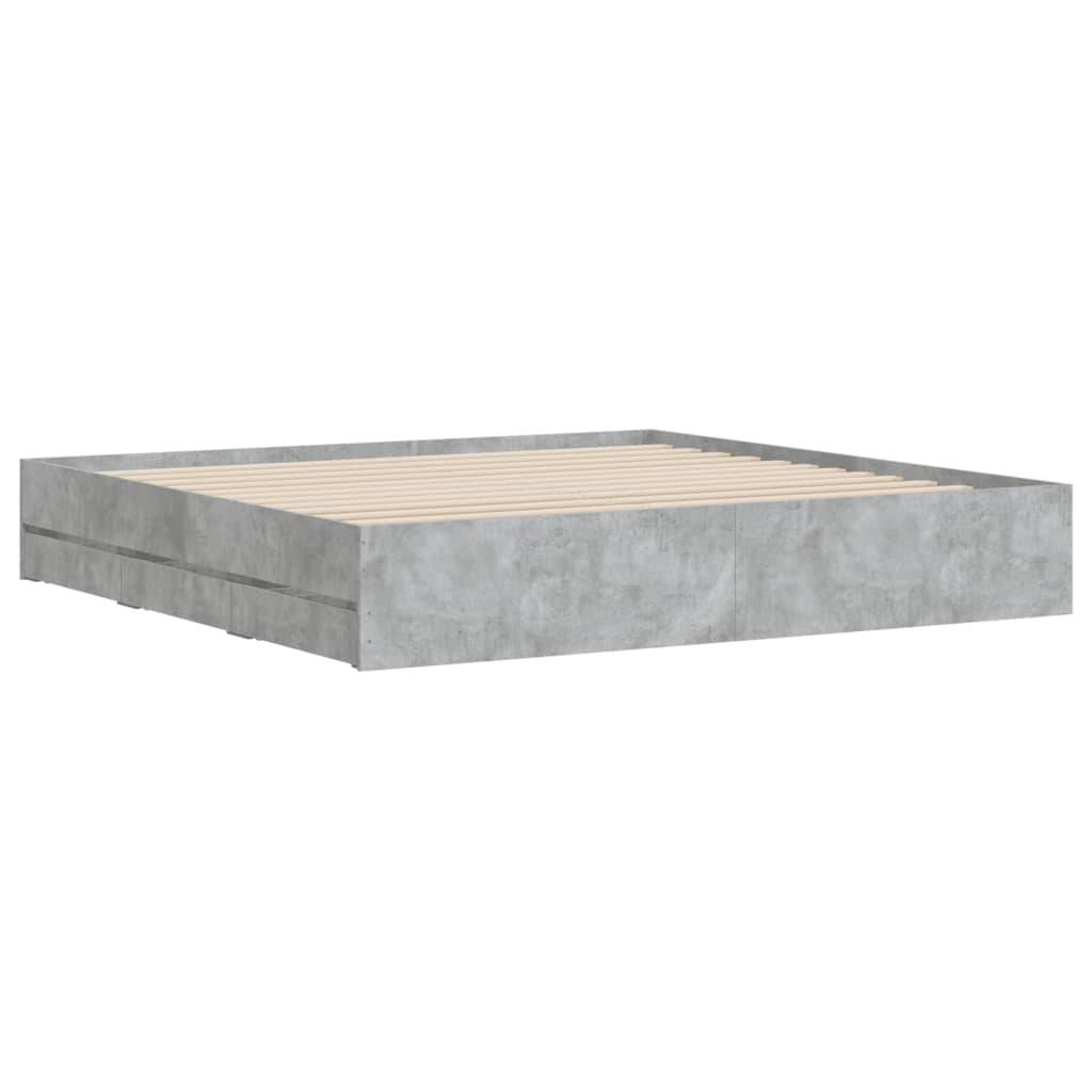 vidaXL Bettgestell mit Schubladen Betongrau 160x200 cm Holzwerkstoff