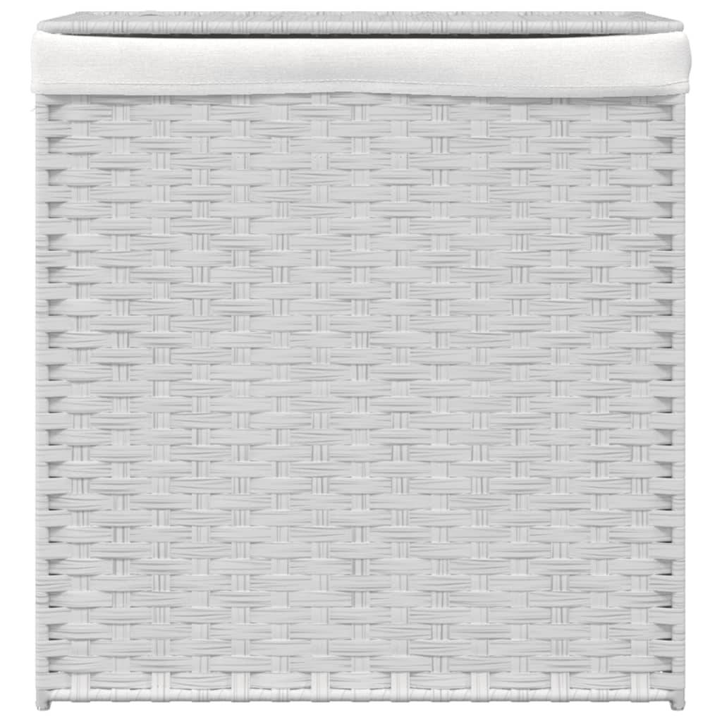 vidaXL Wäschekorb mit 2 Fächern Weiß 53x35x57 cm Poly Rattan