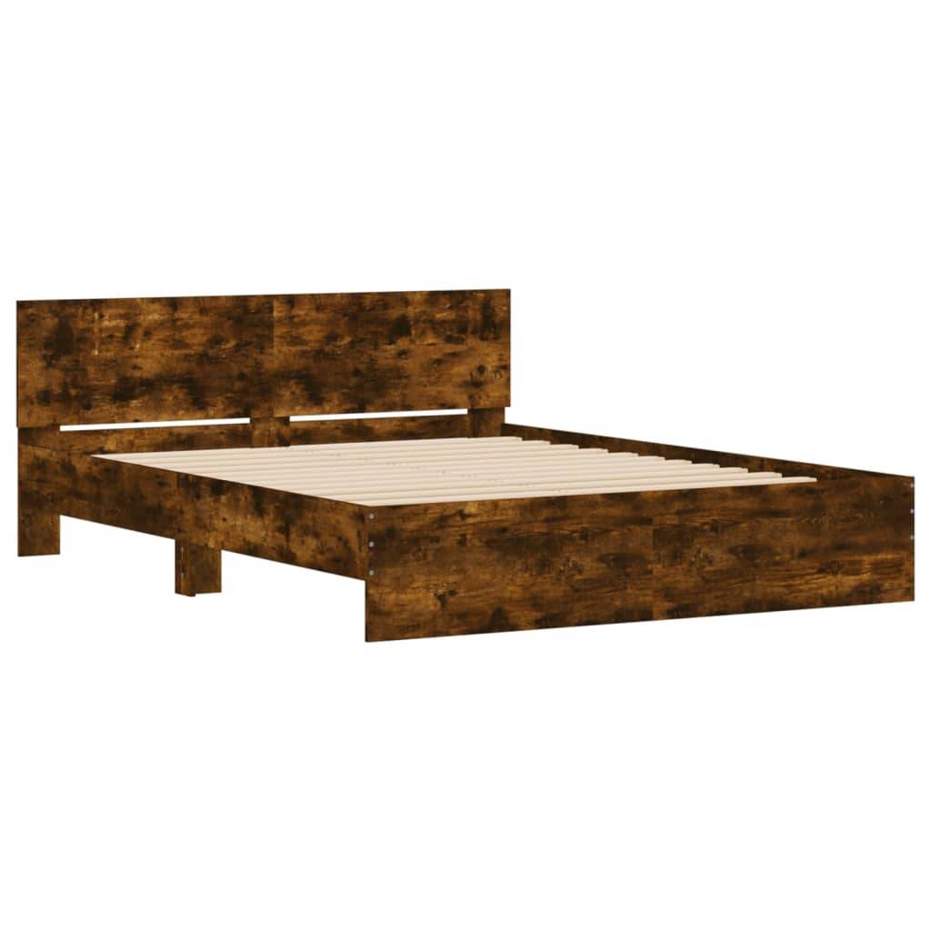vidaXL Bettgestell mit Kopfteil Räuchereiche 150x200 cm