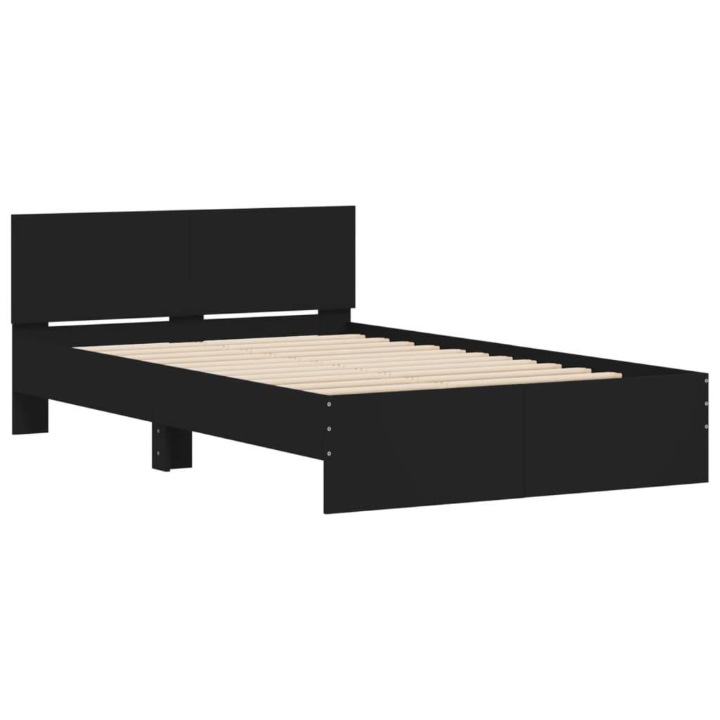 vidaXL Bettgestell mit Kopfteil Schwarz 135x190 cm