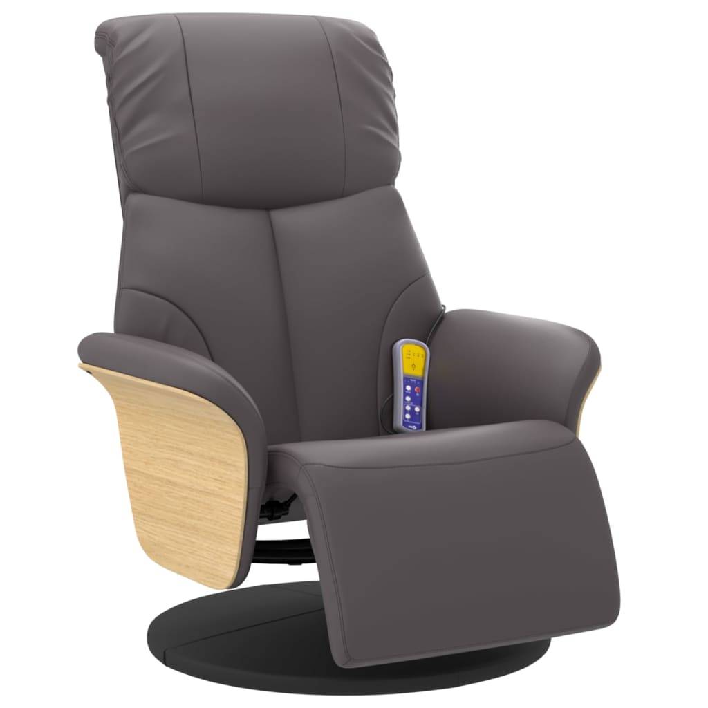 vidaXL Massagesessel mit Fußteil Grau Kunstleder