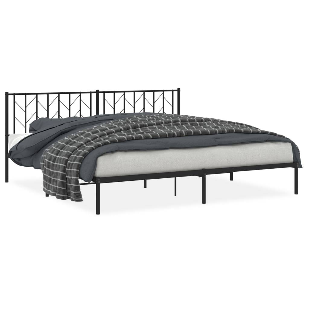 vidaXL Bettgestell mit Kopfteil Metall Schwarz 200x200 cm