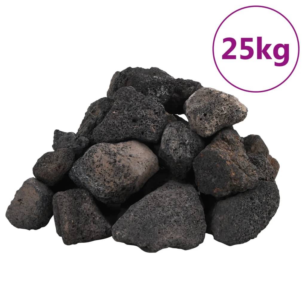 vidaXL Lavagranulat 25 kg Schwarz 5-8 cm