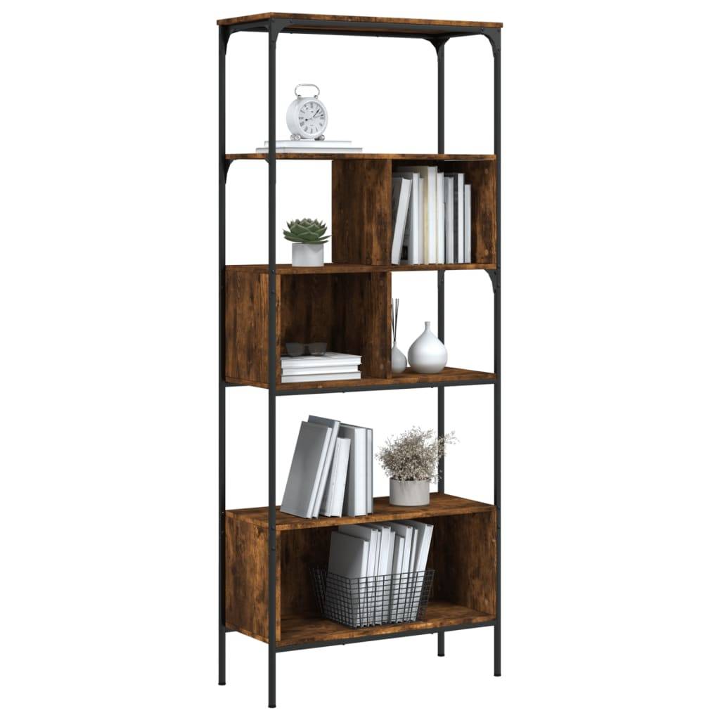 vidaXL Bücherregal 5 Böden Räuchereiche 76x33x188,5 cm Holzwerkstoff