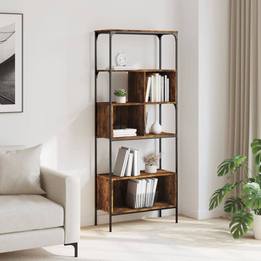 vidaXL Bücherregal 5 Böden Räuchereiche 76x33x188,5 cm Holzwerkstoff