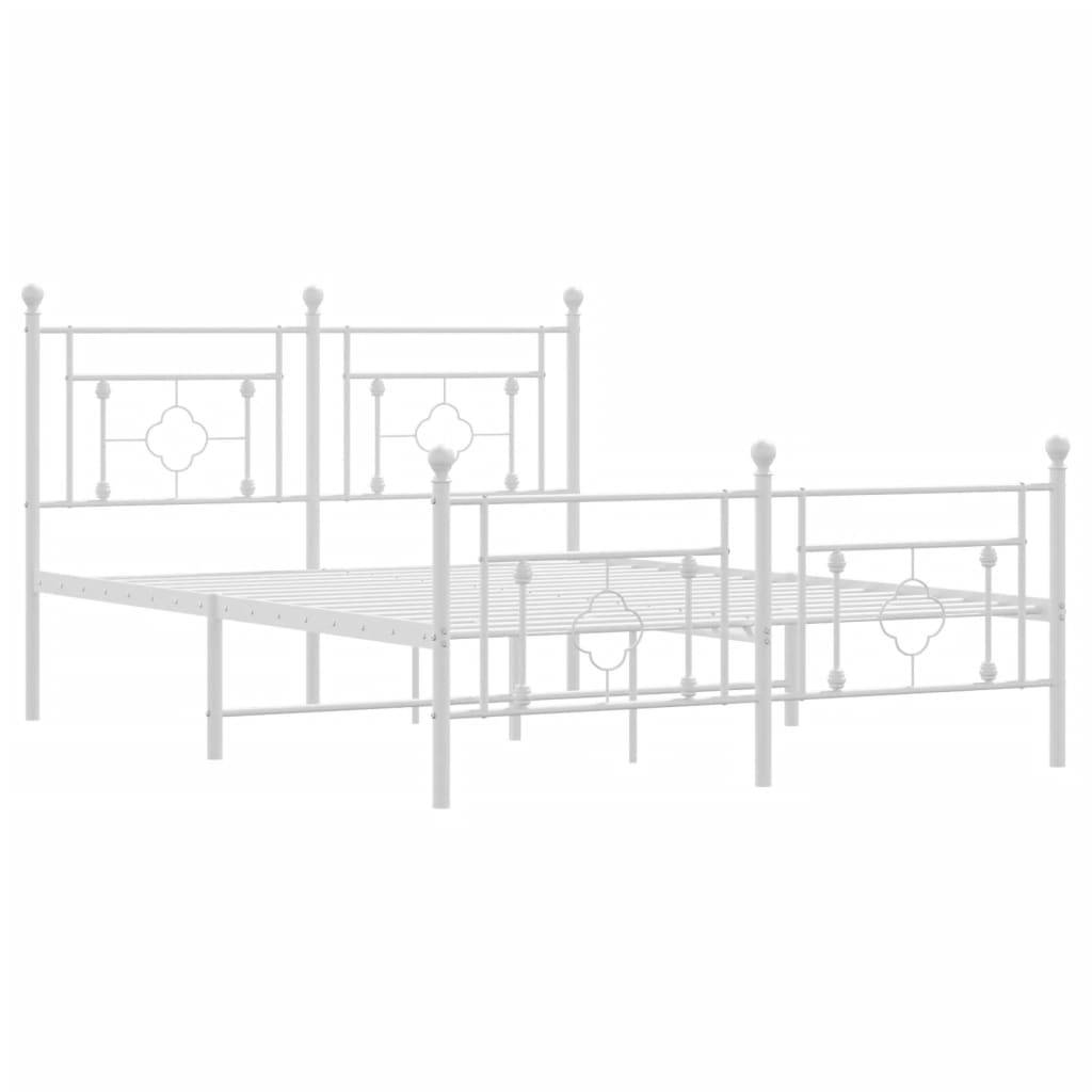 vidaXL Bettgestell mit Kopf- und Fußteil Metall Weiß 140x190 cm
