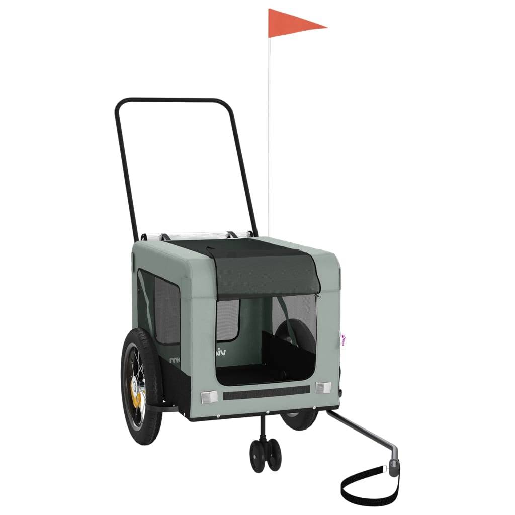 vidaXL Fahrradanhänger Hunde Grau und Schwarz Oxford-Gewebe und Eisen