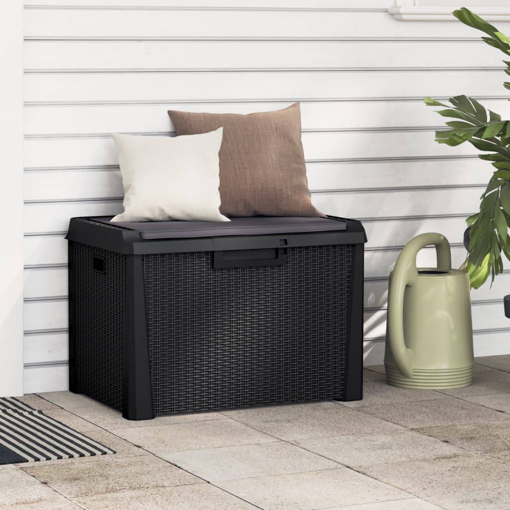 vidaXL Gartentruhe mit Sitzkissen Anthrazit 125 L PP