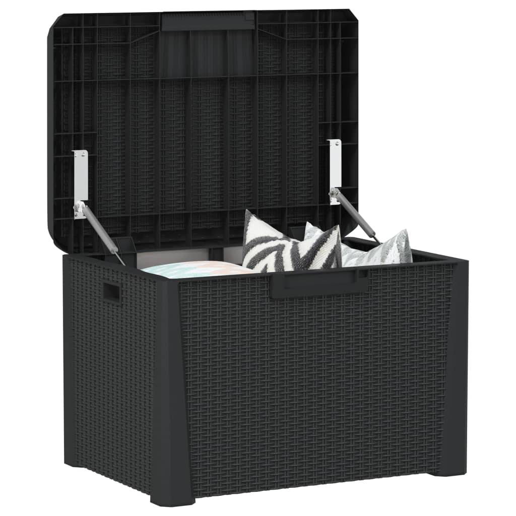 vidaXL Gartentruhe mit Sitzkissen Anthrazit 125 L PP