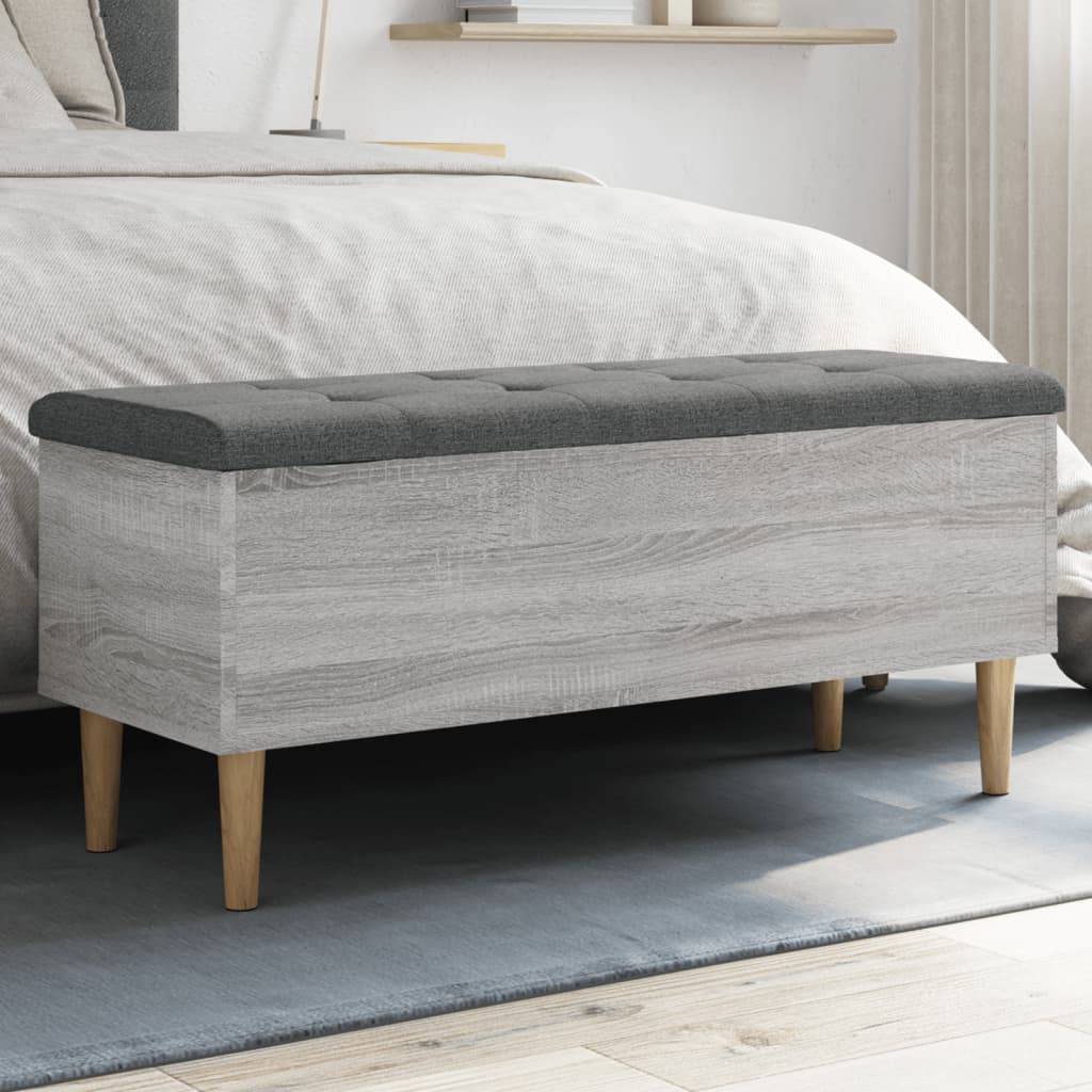 vidaXL Sitzbank mit Stauraum Grau Sonoma 102x42x46 cm Holzwerkstoff