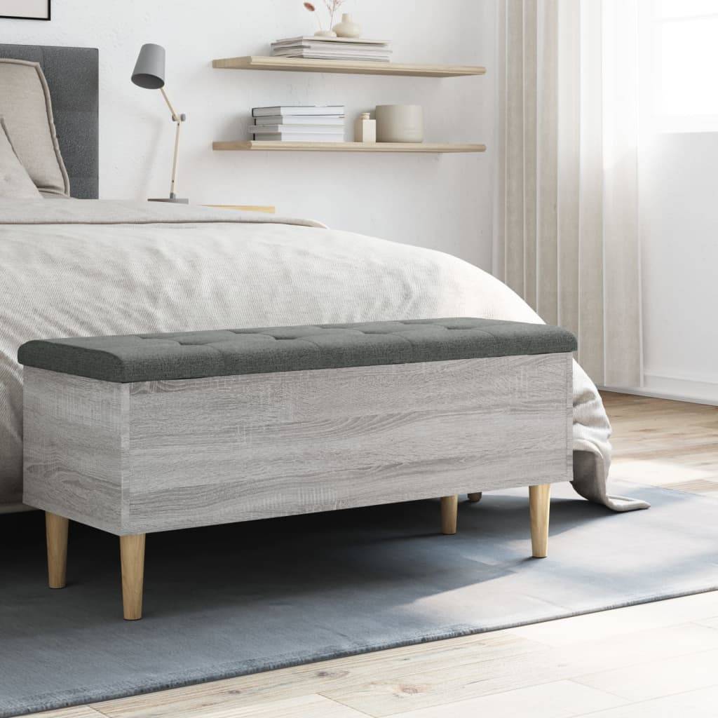 vidaXL Sitzbank mit Stauraum Grau Sonoma 102x42x46 cm Holzwerkstoff