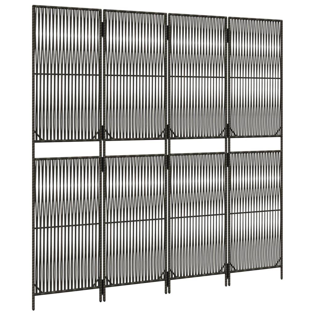 vidaXL Paravent 4-tlg. Grau Poly Rattan
