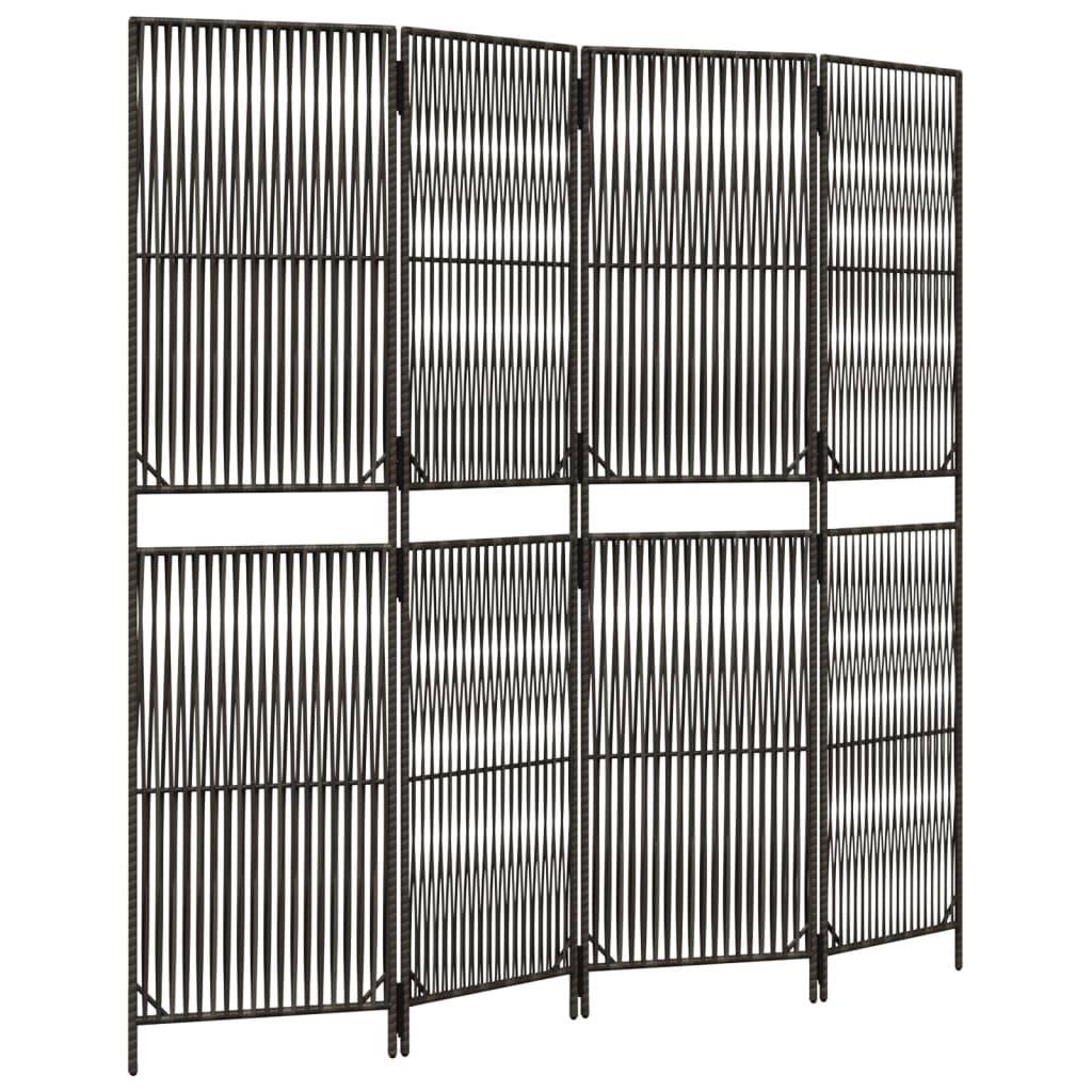 vidaXL Paravent 4-tlg. Grau Poly Rattan