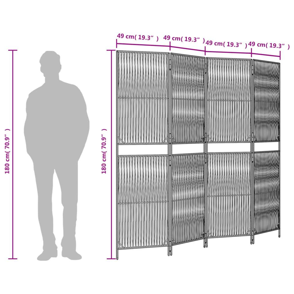 vidaXL Paravent 4-tlg. Grau Poly Rattan