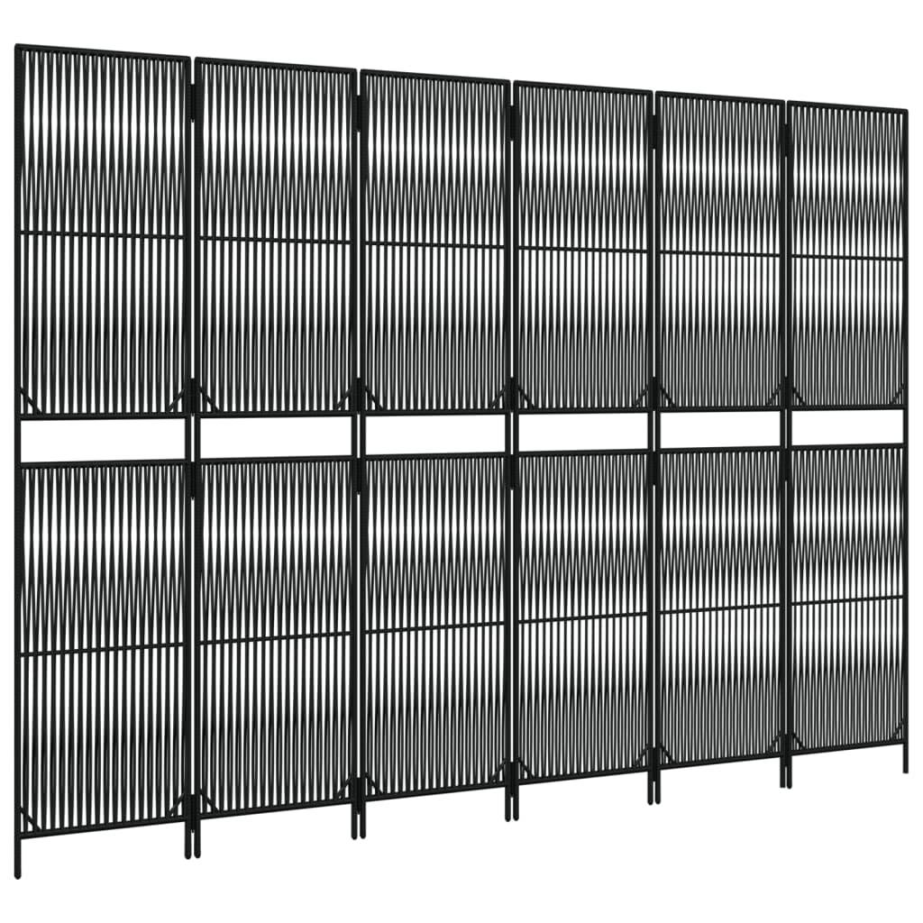 vidaXL Paravent 6-tlg. Schwarz Poly Rattan