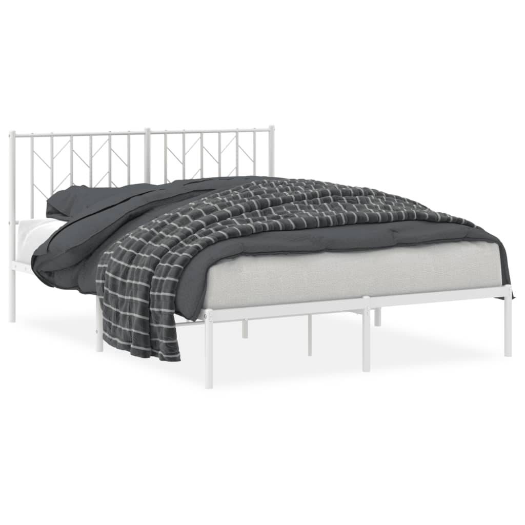 vidaXL Bettgestell mit Kopfteil Metall Weiß 140x200 cm
