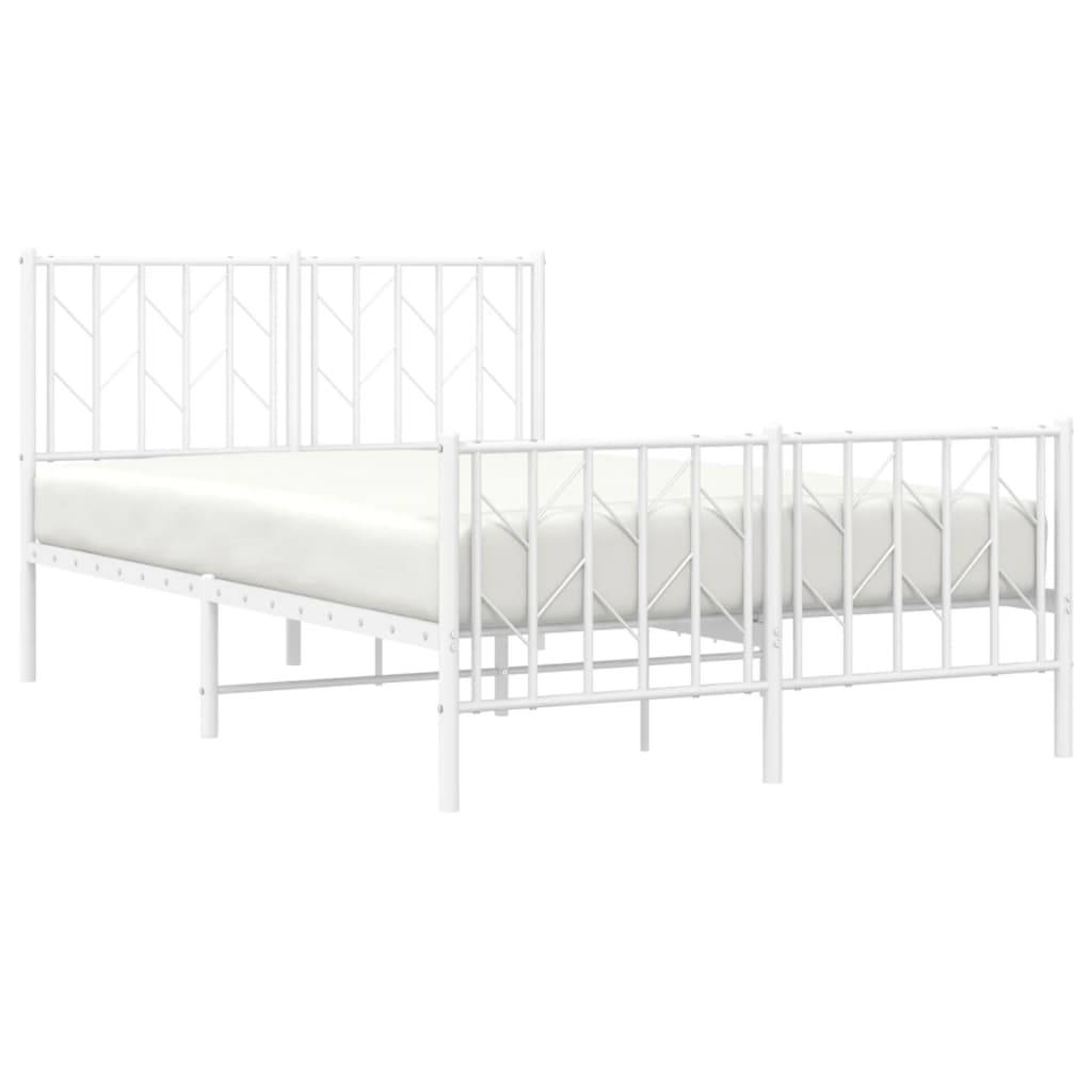 vidaXL Bettgestell mit Kopf- und Fußteil Metall Weiß 120x190 cm