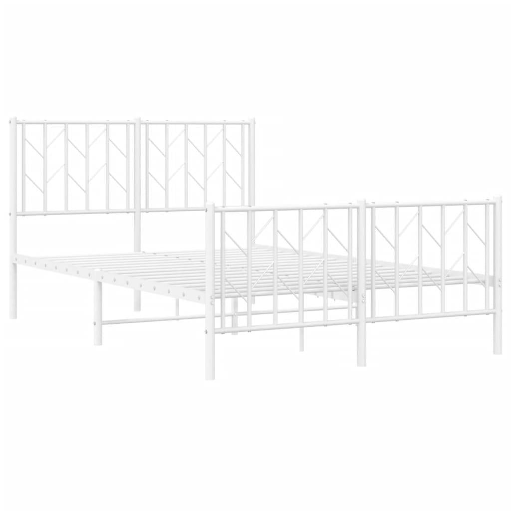 vidaXL Bettgestell mit Kopf- und Fußteil Metall Weiß 120x190 cm