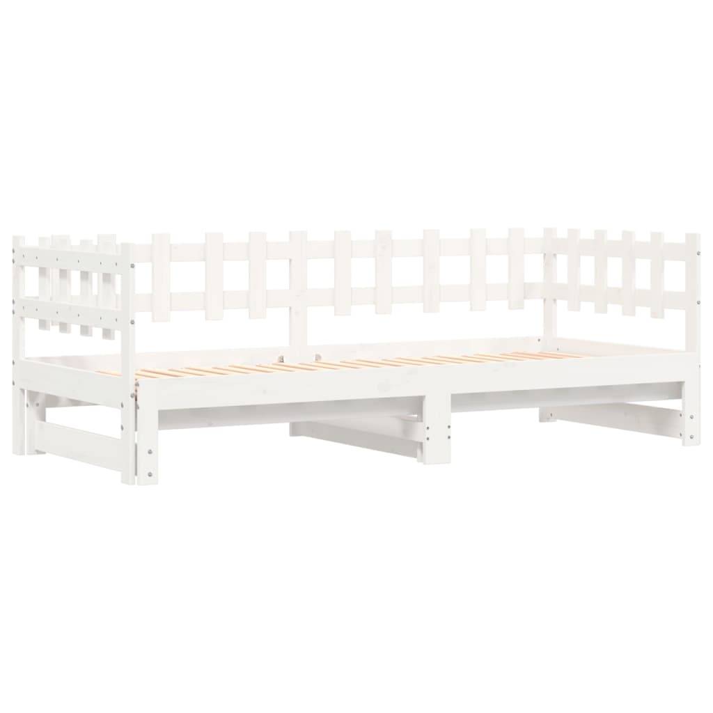 vidaXL Tagesbett Ausziehbar Weiß 2x(90x200) cm Massivholz Kiefer