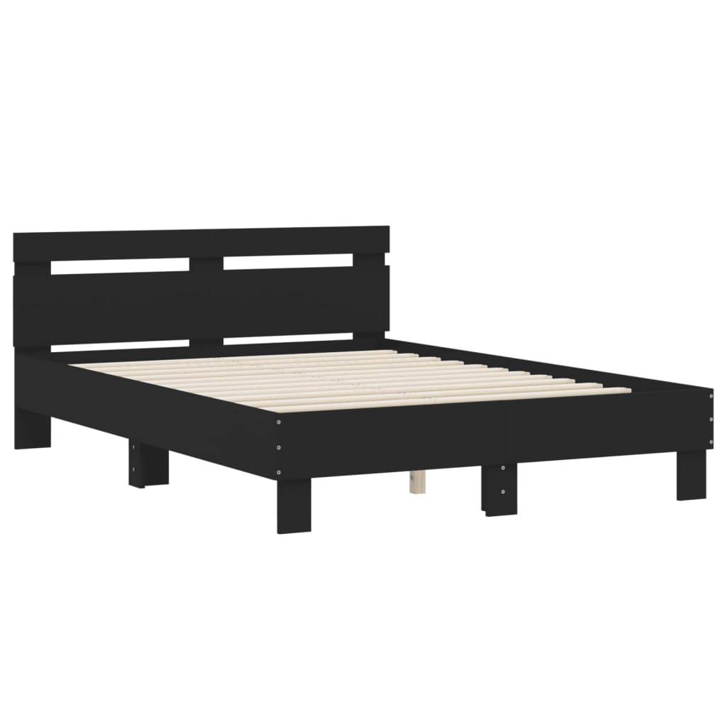 vidaXL Bettgestell mit Kopfteil Schwarz 120x200 cm Holzwerkstoff