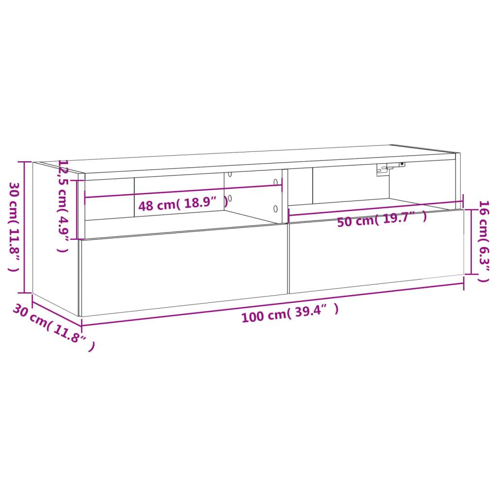 vidaXL TV-Wandschrank Räuchereiche 100x30x30 cm Holzwerkstoff